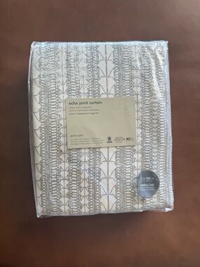 West Elm Echo Print Curtain Panels - White & Gray Pattern